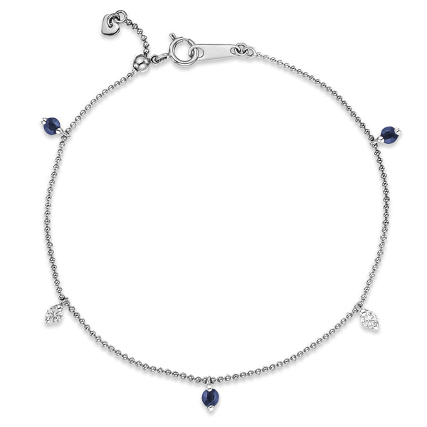 Vivara Lab Sapphire and Lab Diamond Bracelet Set in 9K White Gold